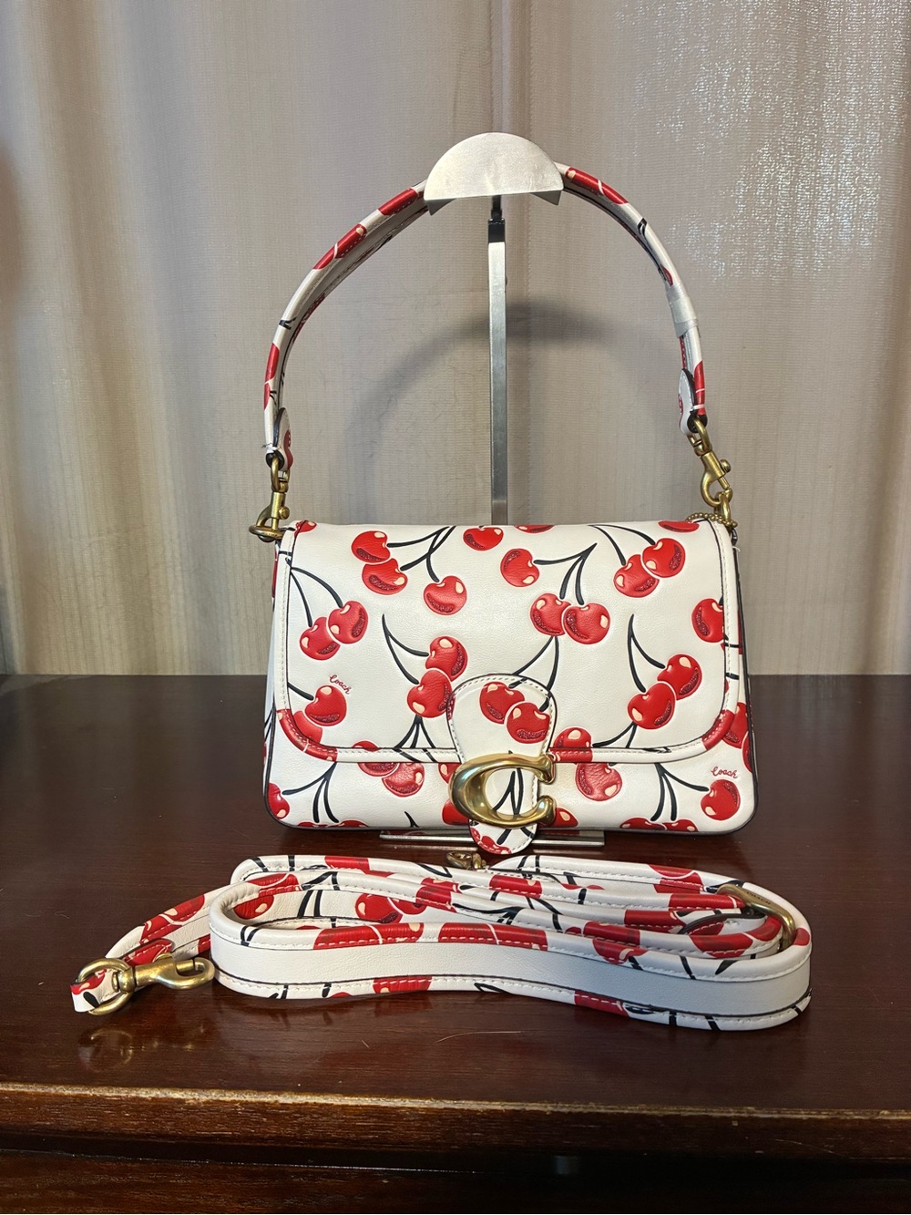 Coach Soft Tabby Shoulder Bag Cherry-Print Leather Shoulder Bag